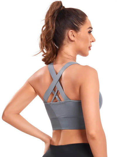Cross Back Shoulder Yoga Strap Bra For Women