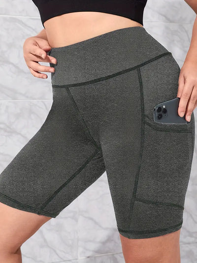 Women's  Solid Skinny Fitness Pocket Shorts