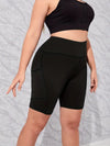 Women's  Solid Skinny Fitness Pocket Shorts